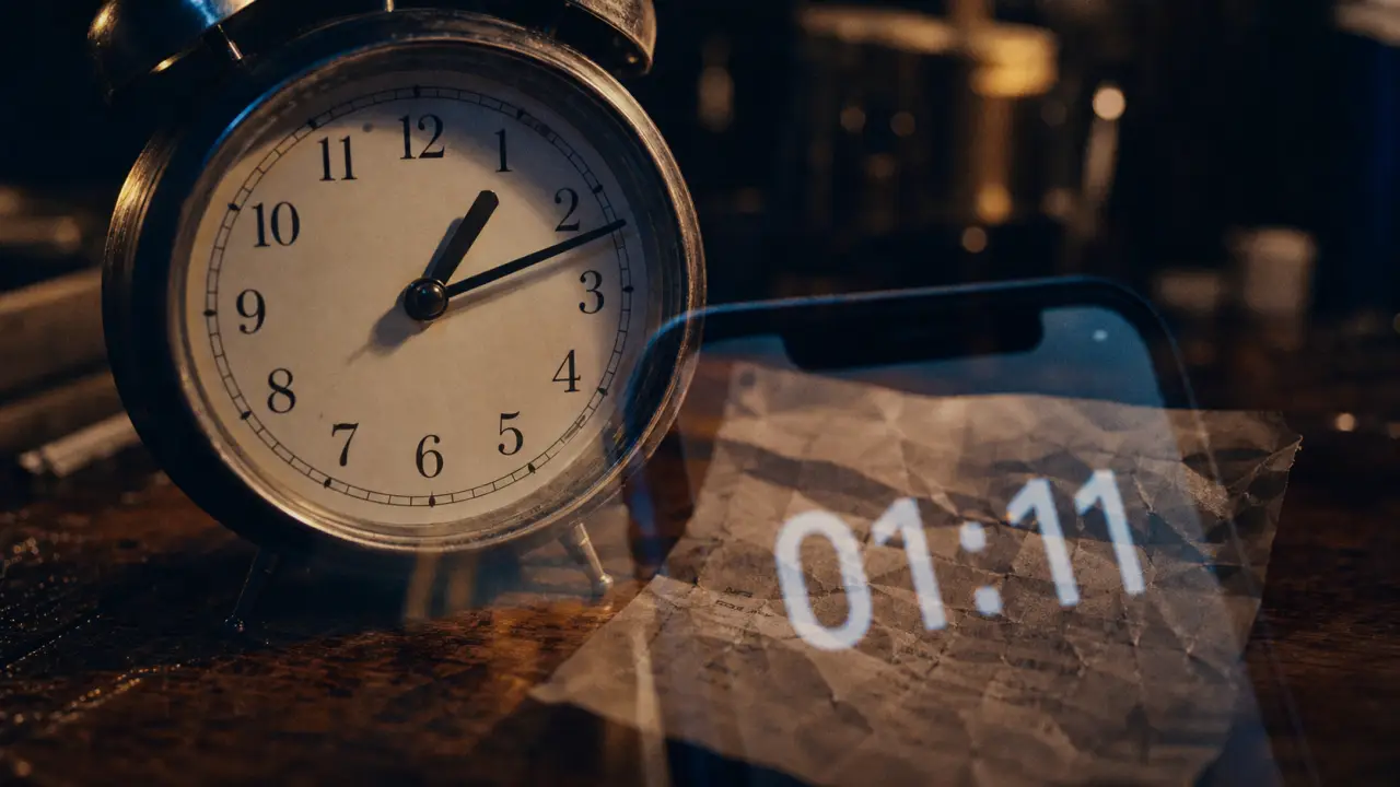 1h11 signification : réveil miroir 01:11, heure 1h11