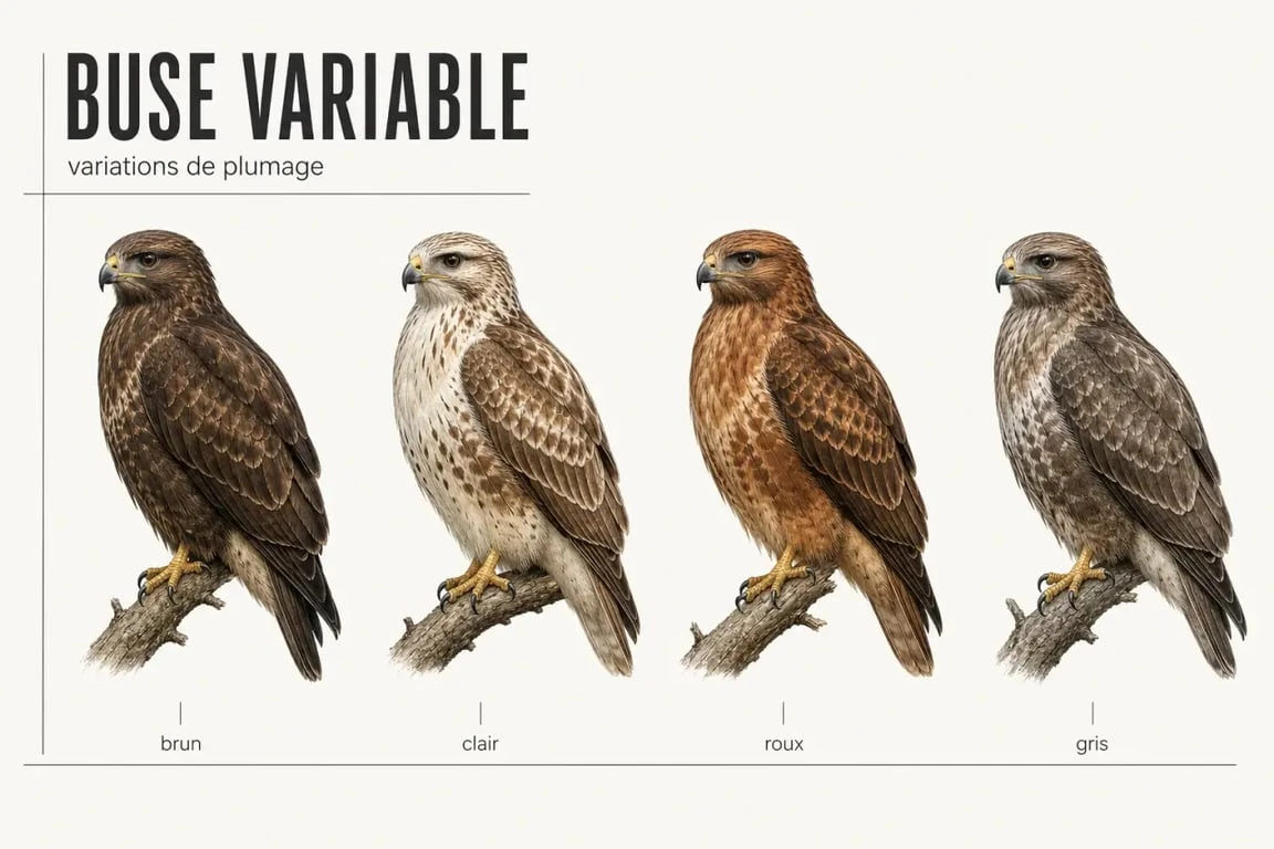 Buse signification spirituelle : variations de plumage de la buse variable pour relier l’observation au sens symbolique