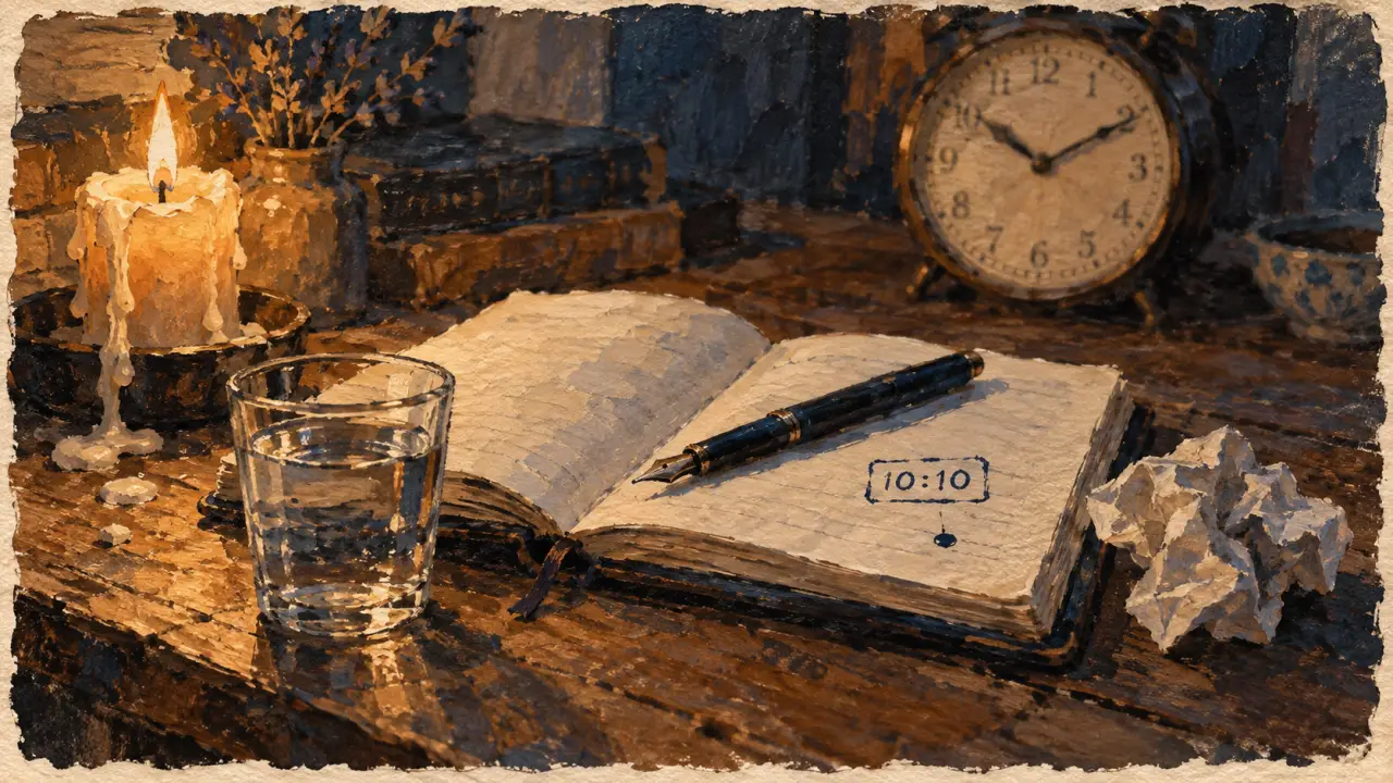 1010 signification spirituelle : éveil intérieur à 10:10, carnet et horloge
